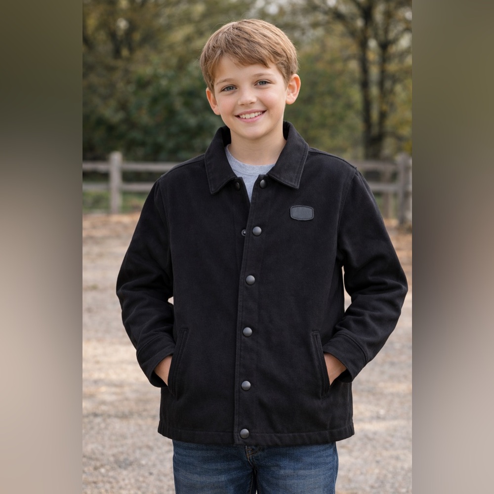 Volcom Youth Black Coach Jacket Snap Button Cotton Blend‎ YL